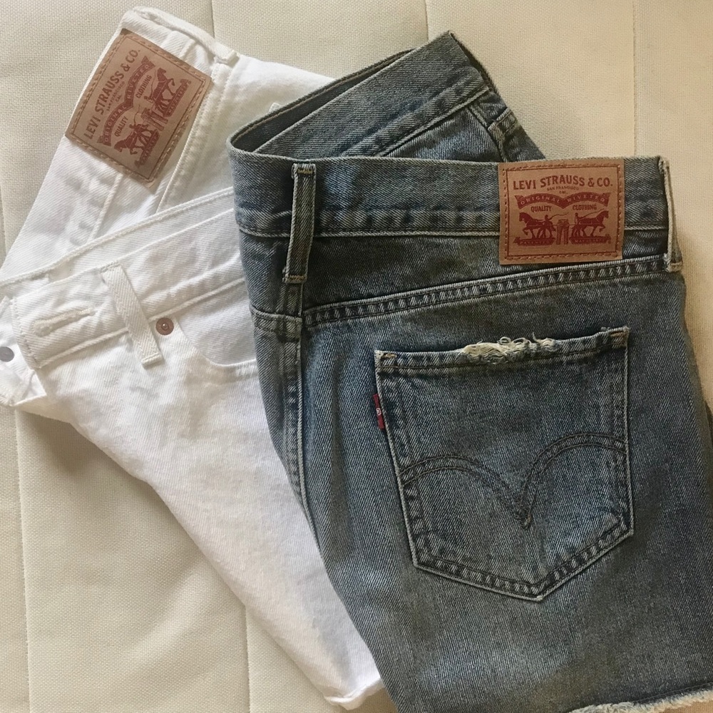 TWO Levi’s Denim Mini Skirts
